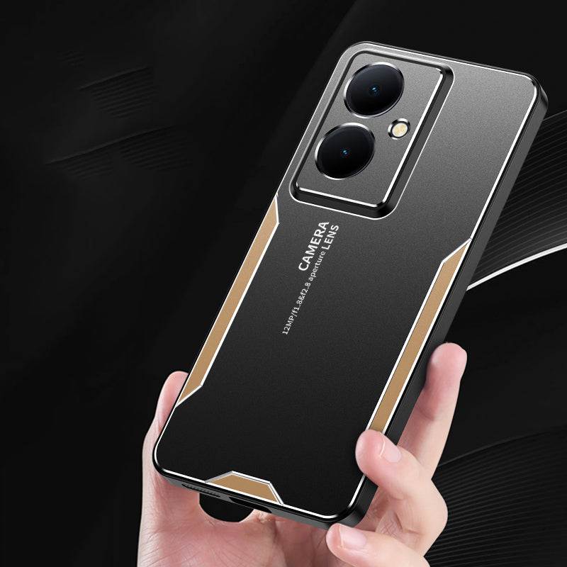 For vivo Y78+ 5G Metal Case Aluminium Alloy+PC+TPU Hybrid Phone Cover - Gold For vivo Y78+ 5G Metal Case Aluminium Alloy+PC+TPU Hybrid Phone Cover - Gold